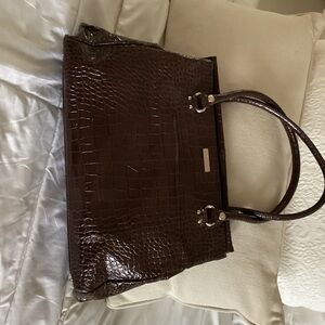 kate spade Croc-Embossed Tote in Brown
